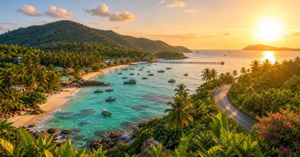 Aerial island view of Phu Quoc